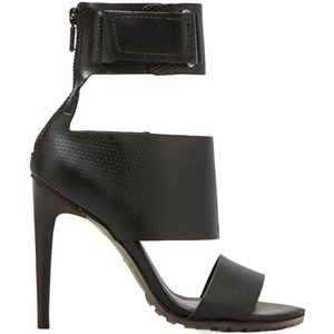 TIBI Evie Black Perforated Leather High Heel Open Toe Sandals sz 40.5